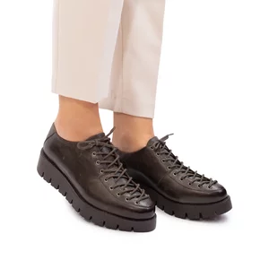 Pantofi cu siret pana in varf Leofex- 194 Verde inchis Box