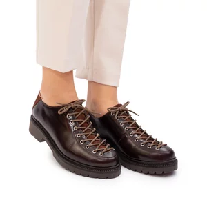 Pantofi casual dama cu siret pana in varf Leofex- 561 Visiniu