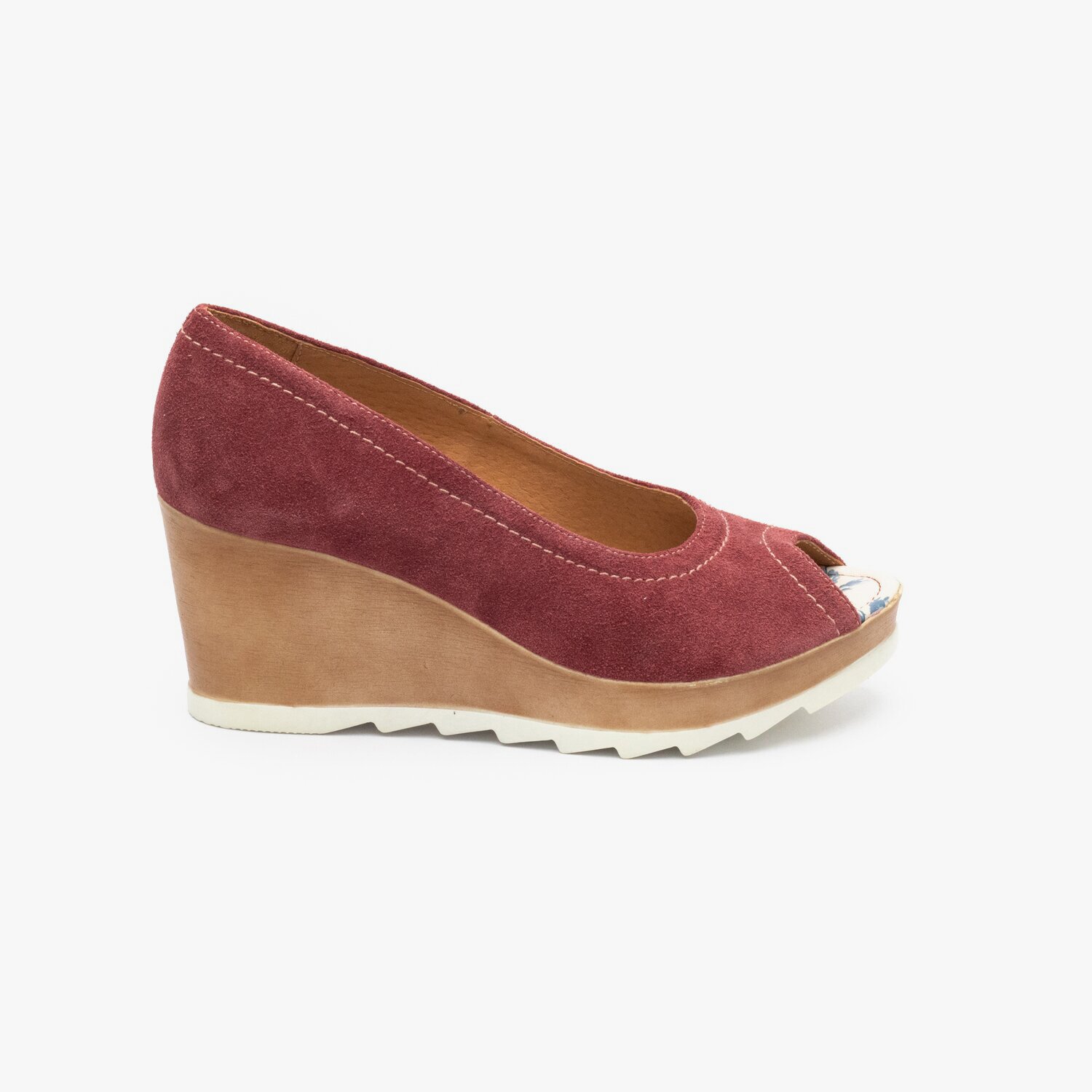 Pantofi dama casual cu platforma din piele naturala- 531-1 Rosu Velur