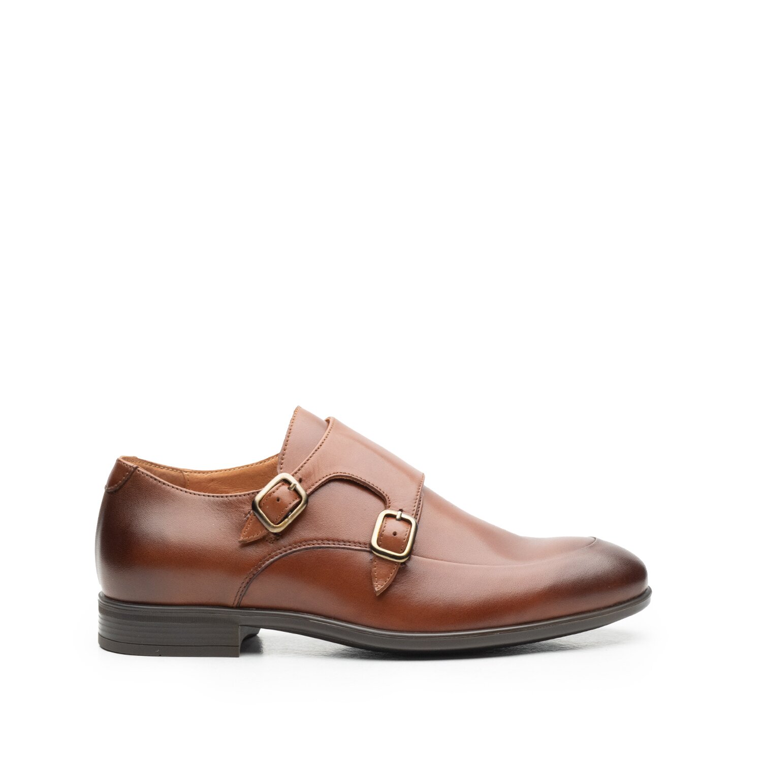 Pantofi eleganţi bărbaţi, cu catarame din piele naturală, Leofex - 576-1 Cognac Box