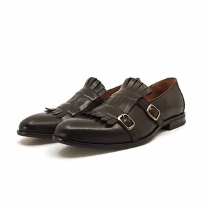 Pantofi  eleganti barbati, cu franjuri din piele naturala, Leofex - 586 maro box