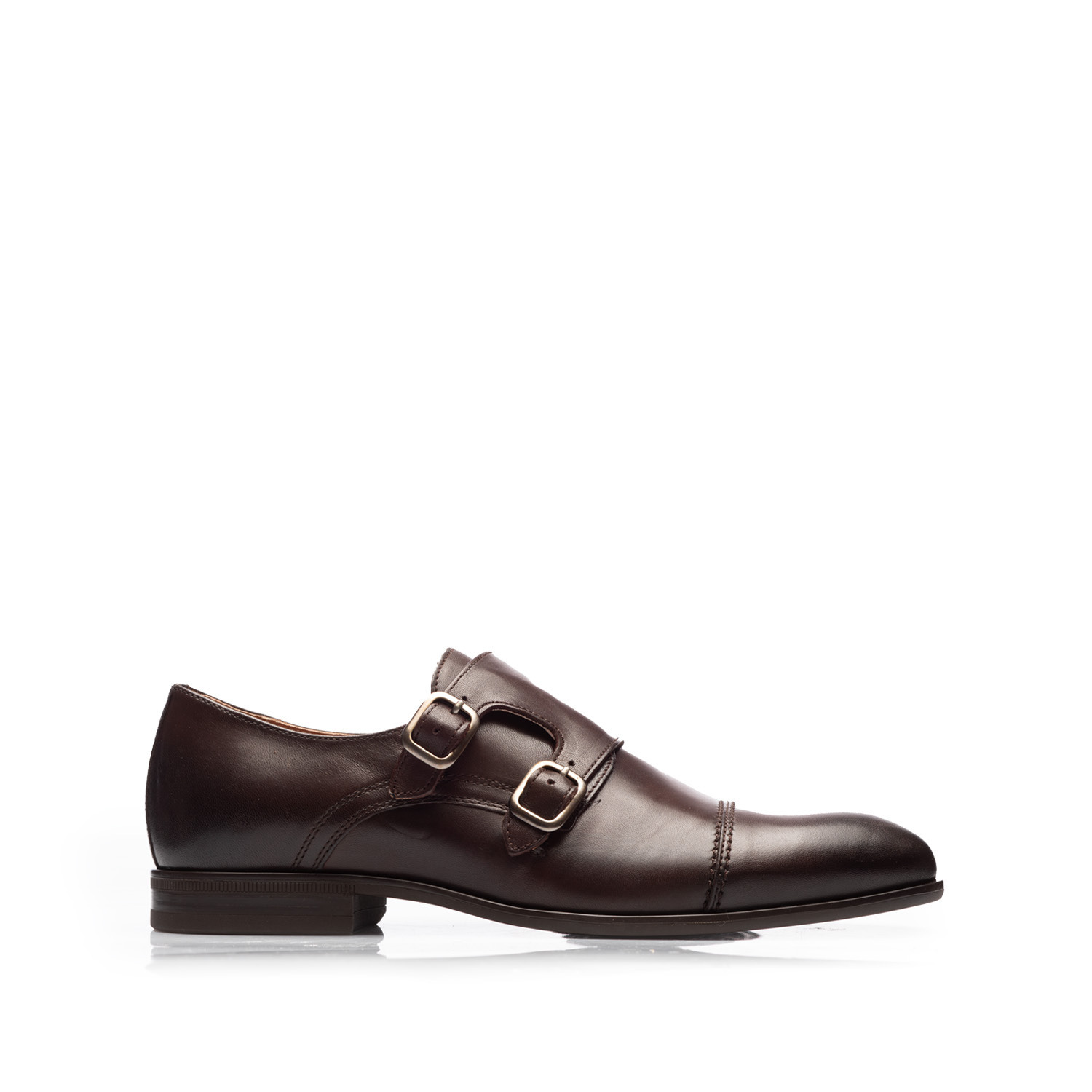 Pantofi eleganti barbati din piele naturala cu catarame,Leofex - 933 Mogano box