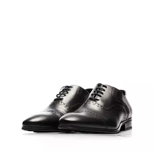 Pantofi eleganti barbati, Oxford din piele naturala, Leofex - 748 Negru box
