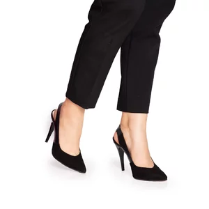 Pantofi eleganți decupați damă din piele naturală - 68175 Negru Box Velur