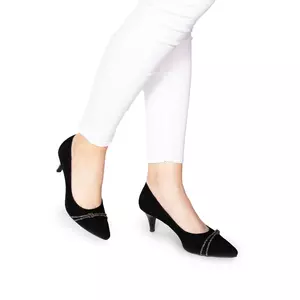 Pantofi eleganți damă din piele naturală - 180 Negru Velur