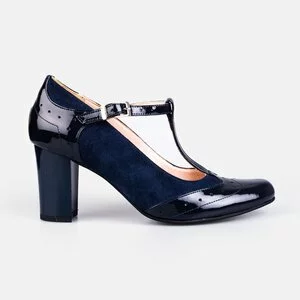 Pantofi  eleganti dama din piele naturala - 181 blue lac velur