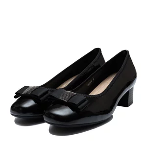 Pantofi eleganți damă din piele naturală, Karisma - 4391 Negru Lac