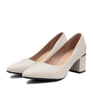 Pantofi eleganți damă din piele naturală - 4396 Bej Box