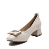 Pantofi eleganți damă din piele naturală - 4413 Crem Box