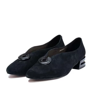 Pantofi eleganți damă din piele naturală, Karisma - 4399 Negru Velur