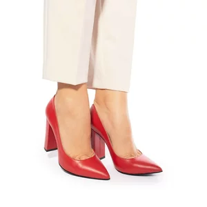 Pantofi eleganți damă din piele naturală, Leofex - 871 Roșu Box