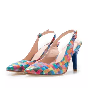 Pantofi eleganți decupați damă din piele naturală - 179 Multicolor Box