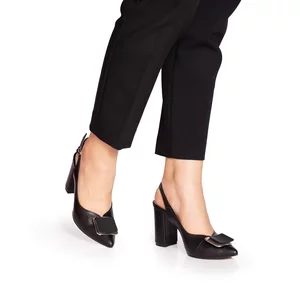 Pantofi eleganți decupați damă din piele naturală - 23029 Negru Box