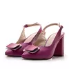 Pantofi eleganți decupați damă din piele naturală - 23029 Roșu Violet Box