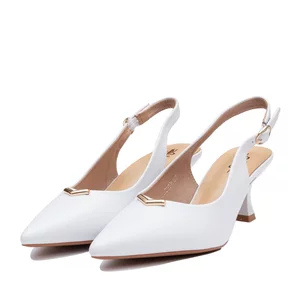 Pantofi eleganți decupați damă din piele naturală - 4394 Alb Box