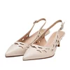 Pantofi eleganți decupați damă din piele naturală, Karisma - 4389 Bej Box Perforat