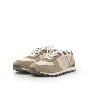 Pantofi sport barbati din piele naturala, Leofex - 665 Crem+taupe box+velur