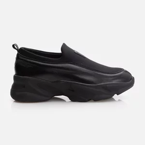 Pantofi sport dama din piele naturala - 1206 Negru Box + Stretch
