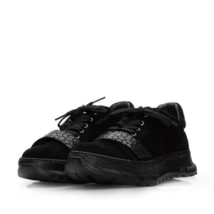 Pantofi sport damă din piele naturală, Leofex- 282 Negru velur