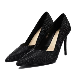 Pantofi stiletto damă cu ștrasuri , Epica - 4392 Negru Pietre