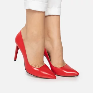 Pantofi stiletto dama din piele naturala - 177 Roșu Box