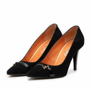 Pantofi stiletto din piele intoarsa - 942 negru