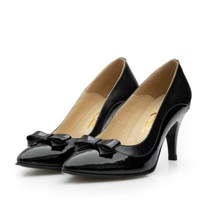 Pantofi stiletto damă din piele naturală, Leofex - 712 Negru Box Lac