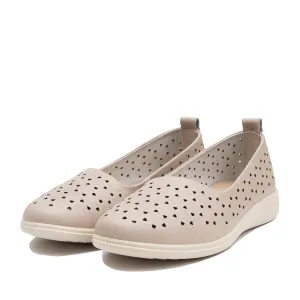 Pantofi casual damă din piele naturală - 2008 Bej Box Perforat