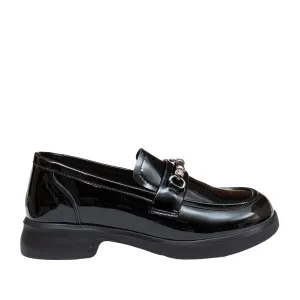 Pantofi casual damă din piele naturală - 4440 Negru Lac