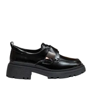 Pantofi casual damă din piele naturală -4443 negru lac