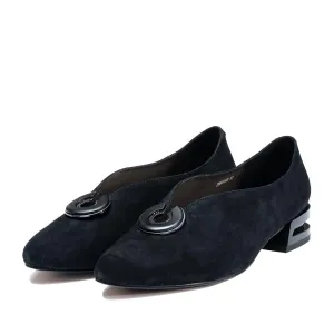Pantofi eleganți damă din piele naturală, Karisma - 4399 Negru Velur