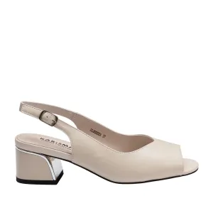 Sandale dama toc din piele naturala 4018 crem
