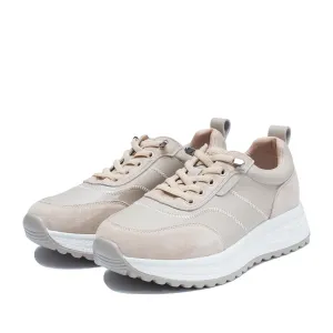 Sneakers damă din piele naturală - 4431 Bej Box