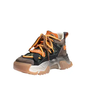 Sneakers damă din piele naturală -  4444 Bej multicolor