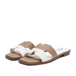 Saboți damă din piele naturală - 4038 Alb Maro Box Presat
