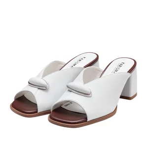 Saboți damă din piele naturală, Karisma  - 4039 Alb Box