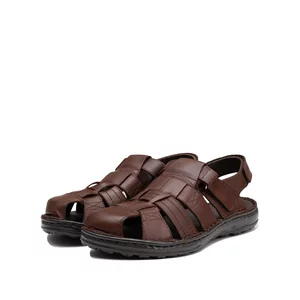 Sandale bărbați din piele naturală, Leofex - 141 Red Wood Box