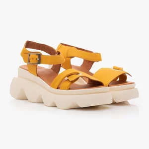 Sandale cu platformă dama din piele naturala - 4205 Galben Box