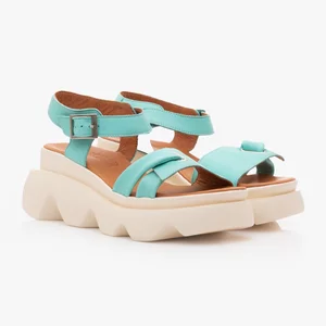 Sandale cu platformă damă din piele naturală - 4205 Turquoise Box