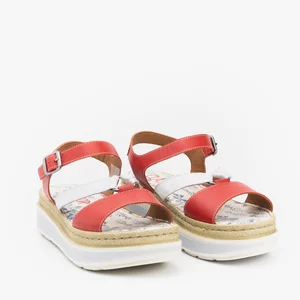 Sandale dama cu talpa groasa din piele naturala  -  488 Rosu Box