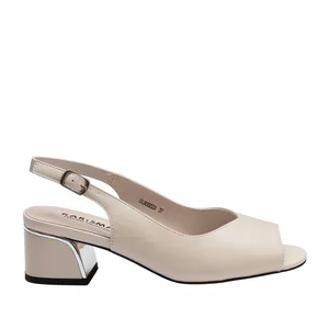 Sandale dama toc din piele naturala 4018 crem