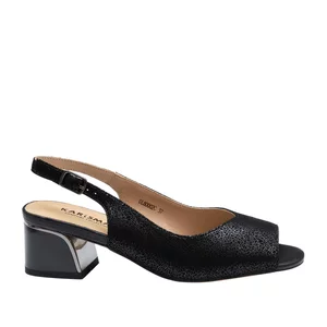 Sandale dama toc din piele naturala 4018 negru box
