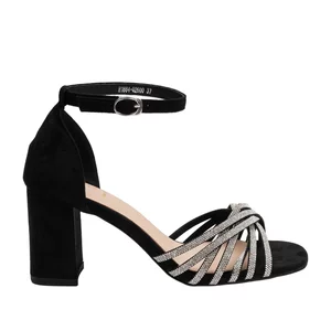 Sandale elegante damă cu toc, Epica -4021 negre cu pietre