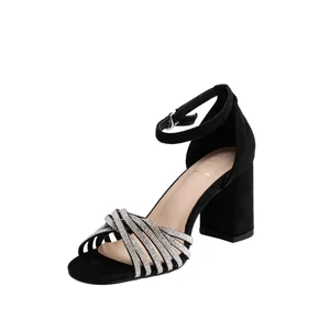 Sandale elegante damă cu toc, Epica -4021 negre cu pietre