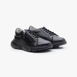 Sneakers damă din piele naturală - 1211 Negru Box