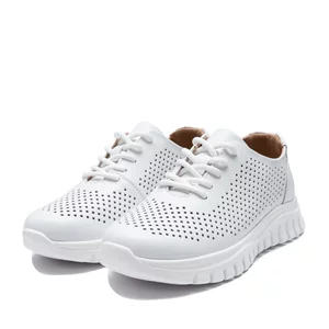 Sneakers damă din piele naturală - 4434 Alb Box Perforat