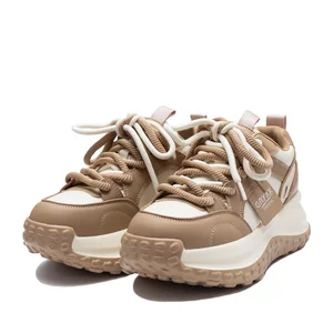 Sneakers damă din piele naturală, Gryxx - 4425 Crem+Camel Box