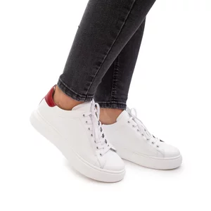 Sneakers dama din piele naturala,Leofex - 310 alb+rosu box