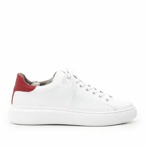 Sneakers damă din piele naturală, Leofex - 310 alb+roşu box